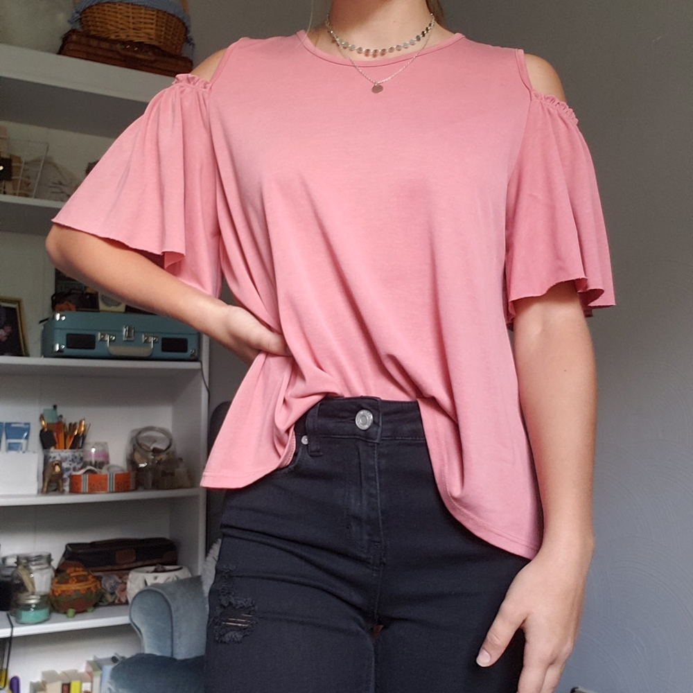 Pink Cold Shoulder Tank